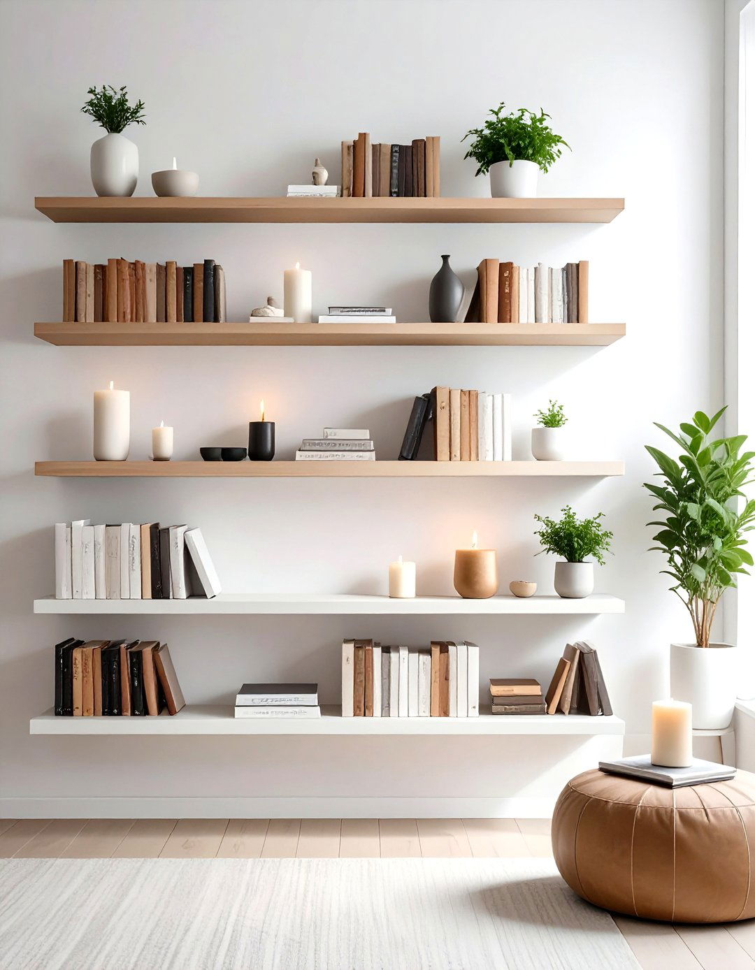 Float Your Shelves for Weightless Display - 25 minimalist apartment ideas