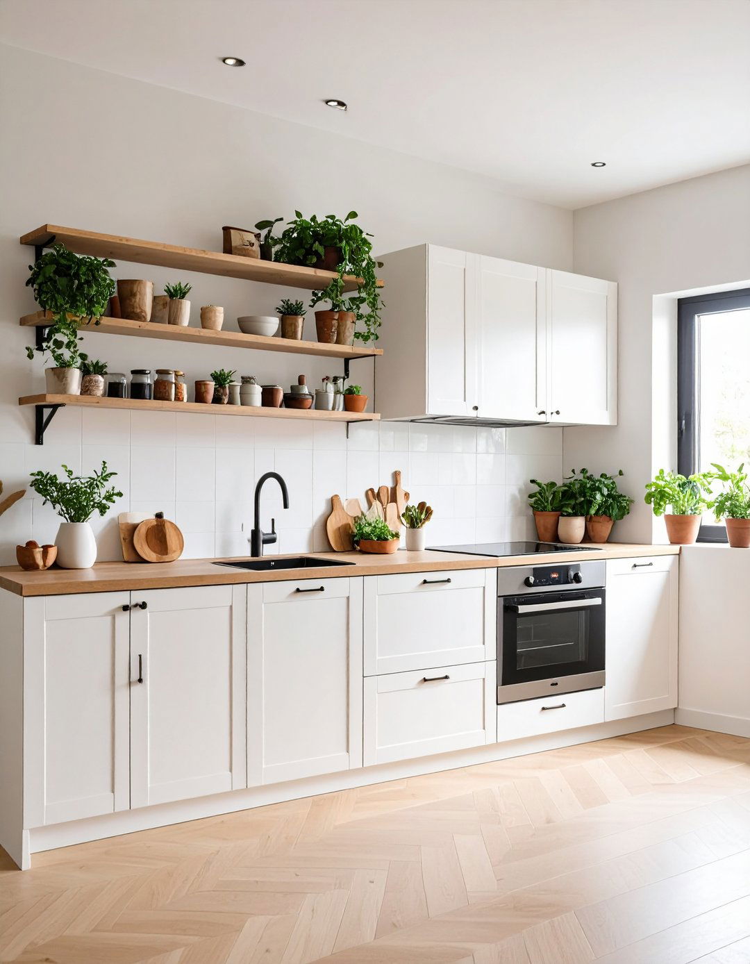 Float a Single Display Ledge - 25 one wall kitchen ideas
