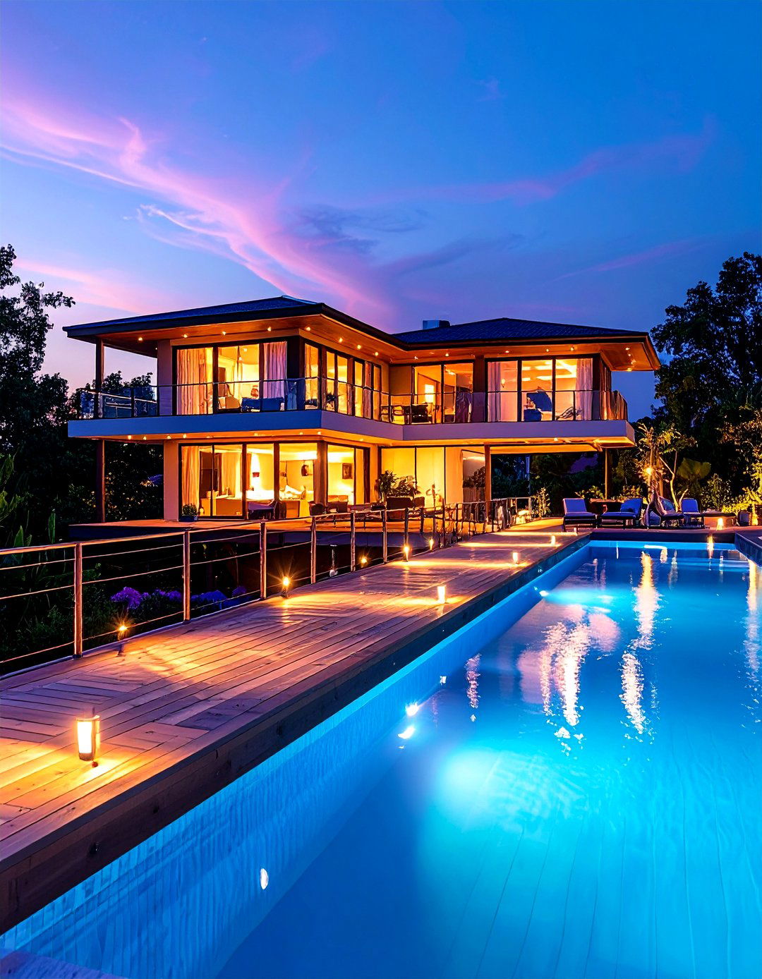 Floating Bridge Deck Connects House to Pool - 25 above ground pool ideas