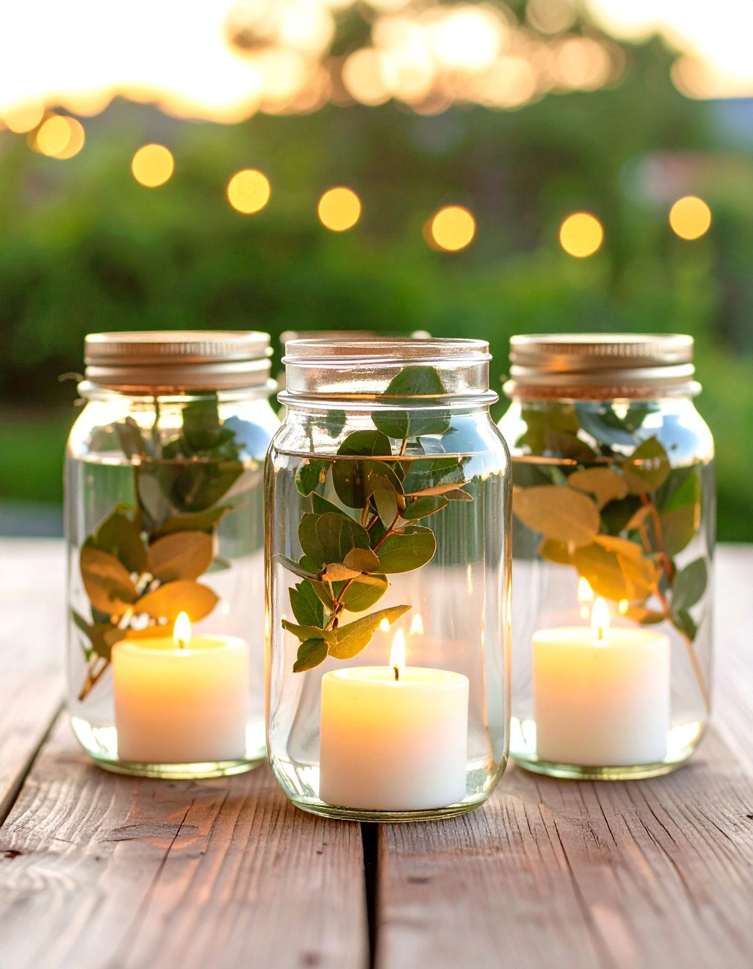 Floating Candle Jar Cluster - 25 mason jar wedding centerpieces