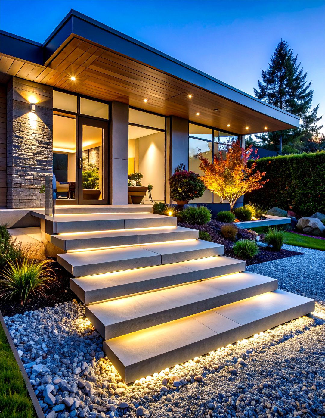 Floating Concrete Front Steps for a Minimalist Entry - 25 front step ideas