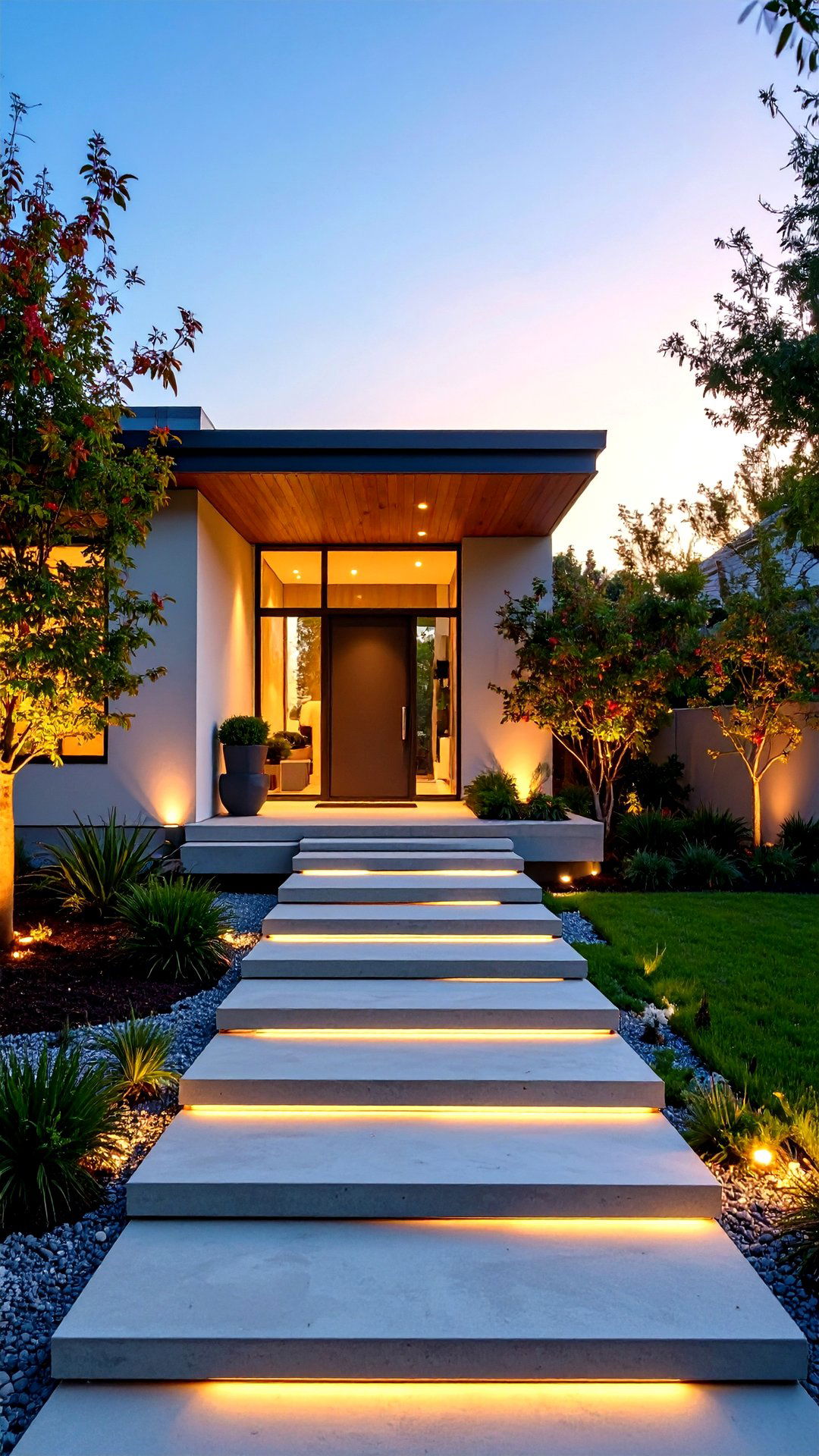 Floating Front Steps - 25 minimalist house exterior ideas