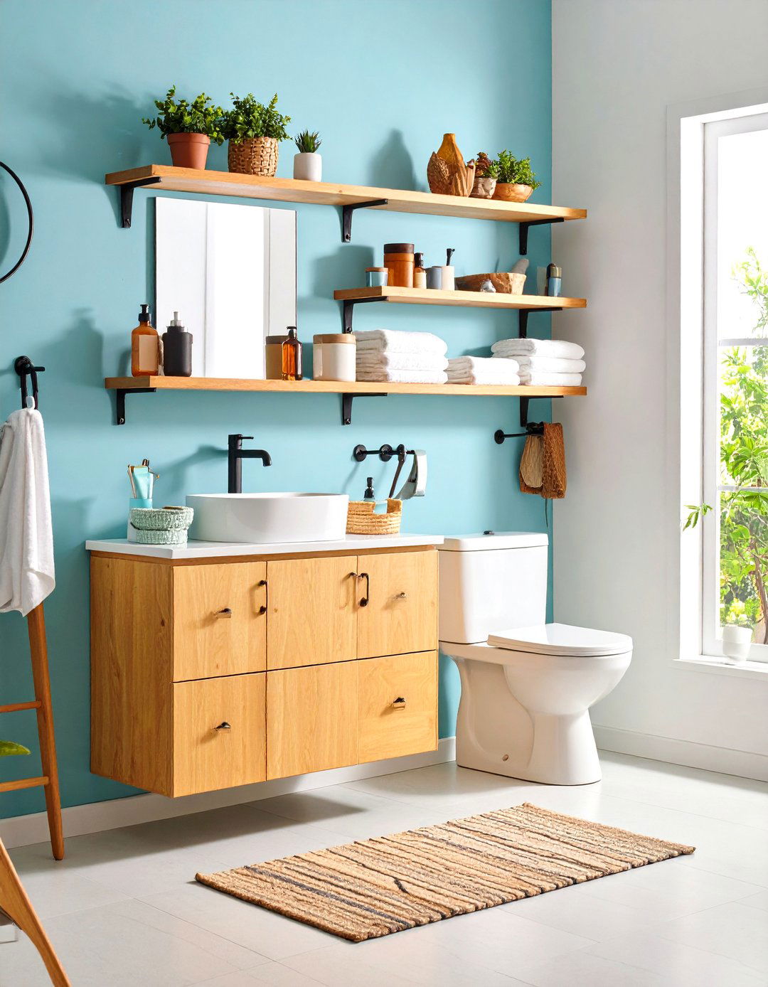 Floating Shelves Lift Storage Off the Floor - 25 apartment bathroom ideas