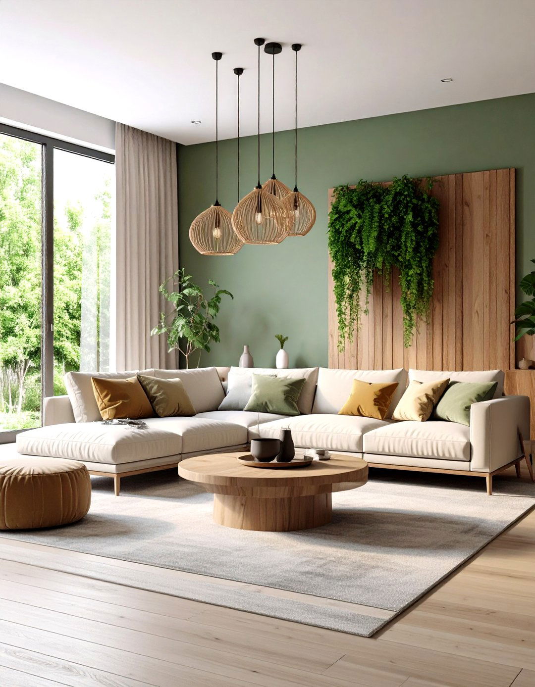 Floating Wood Media Consoles Keep Floor Space Airy - 25 organic modern living room design ideas