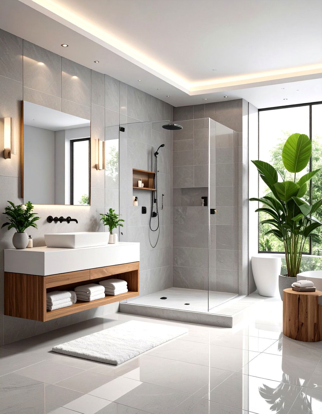 Floor to Ceiling Monochrome Tile Cocoon Calms the Senses - 25 bathroom tile ideas