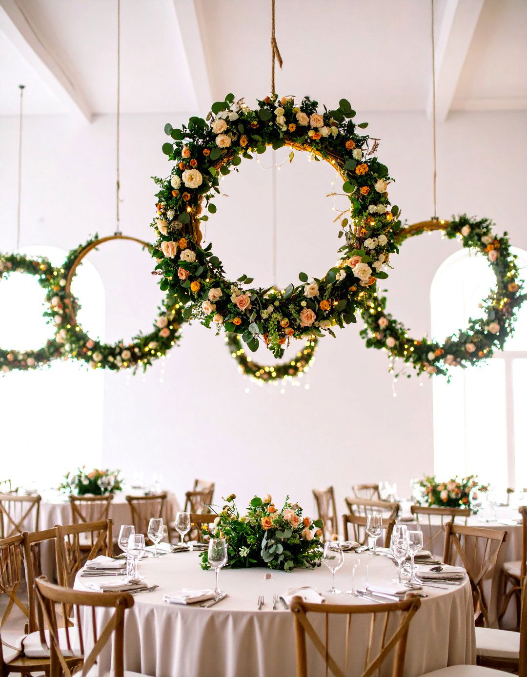 Floral Hoop Chandeliers Fall Wedding Decor - 25 fall wedding décor ideas
