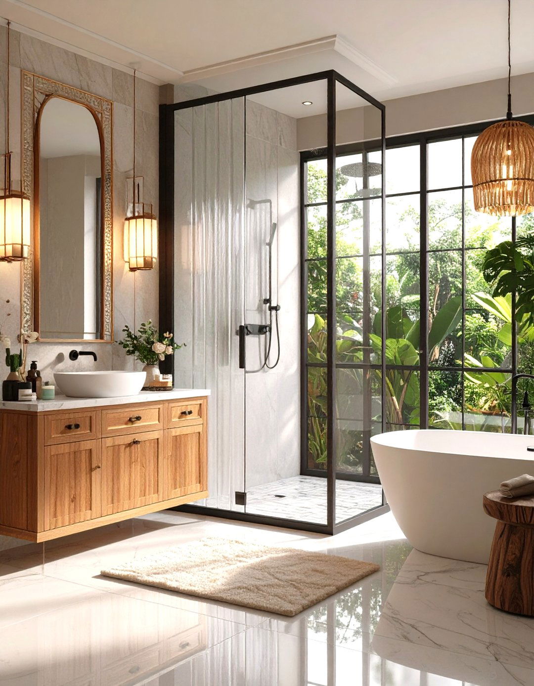 Fluted Glass Shower Screens for Art Deco Bathrooms - 25 art deco bathroom ideas