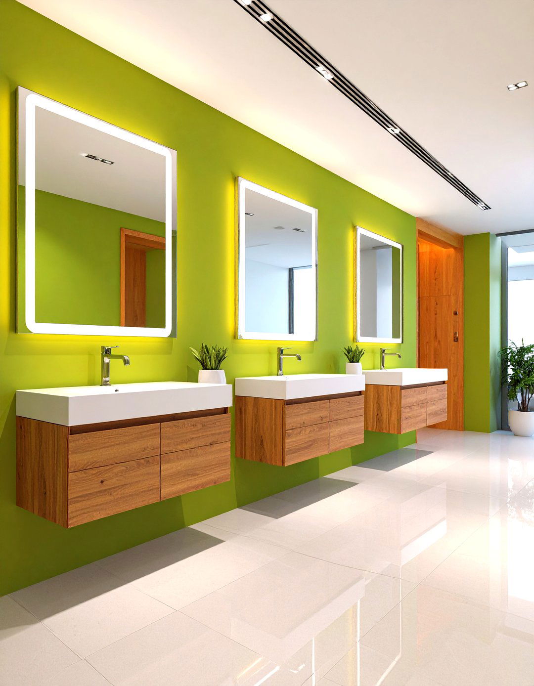 Fog Free LED Mirror Panels - 25 office bathroom ideas
