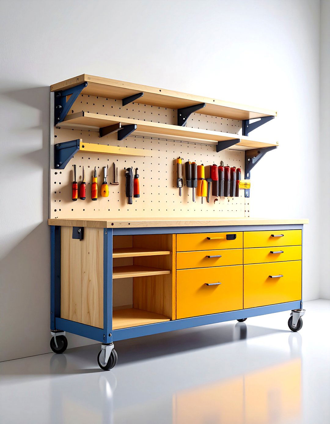 Fold Away Mobile Garage Workbench That Hangs on the Wall - 25 garage workbench ideas