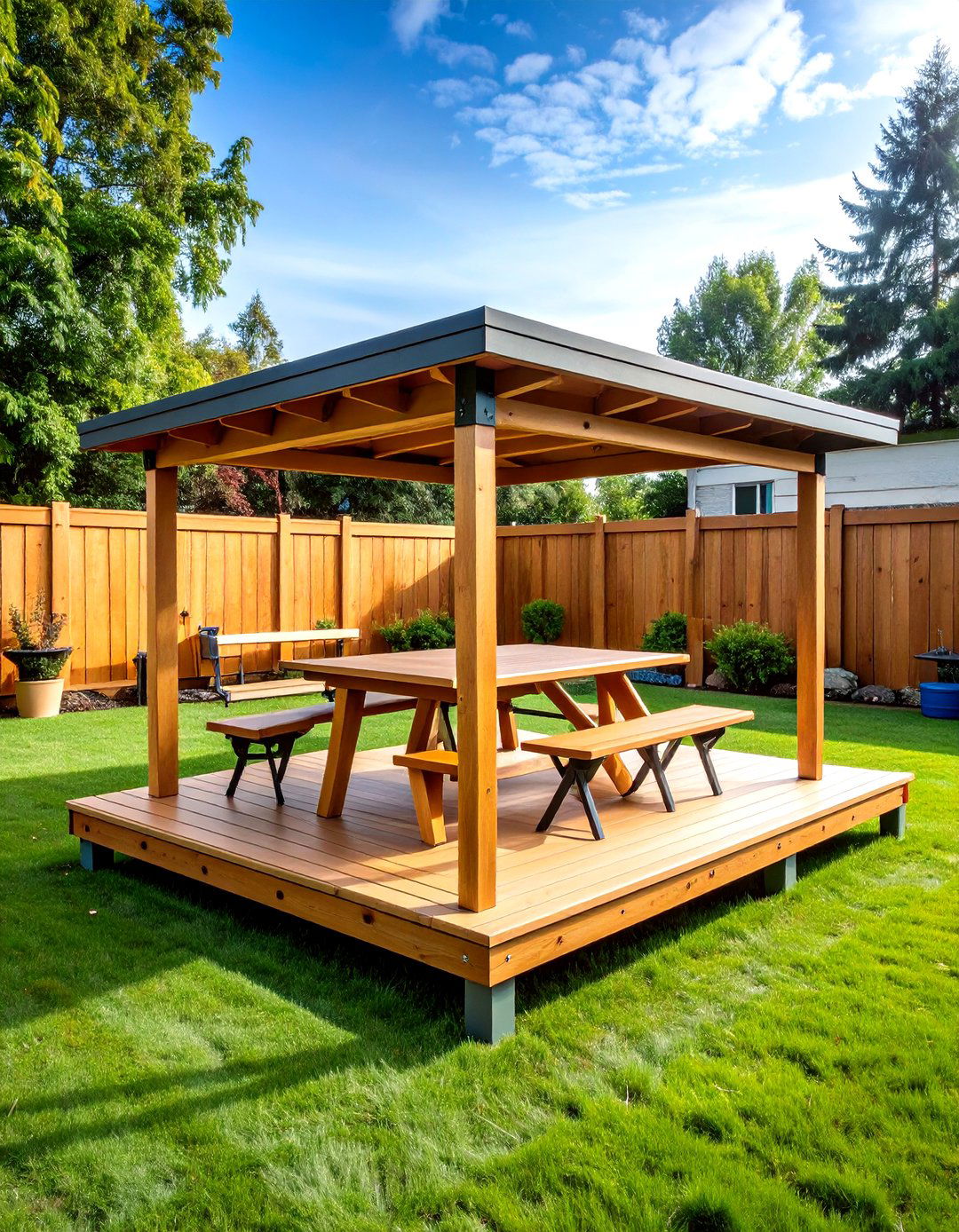 Fold Away Picnic Style Dining Platform - 25 outdoor dining area ideas