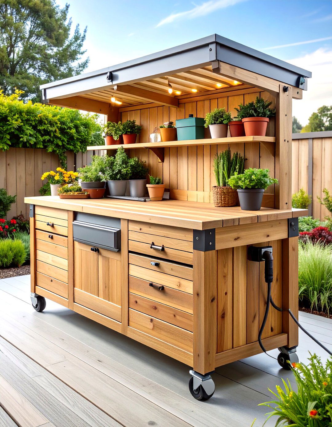 Fold Down Potting Garage Workbench That Doubles for Garden Tasks - 25 garage workbench ideas
