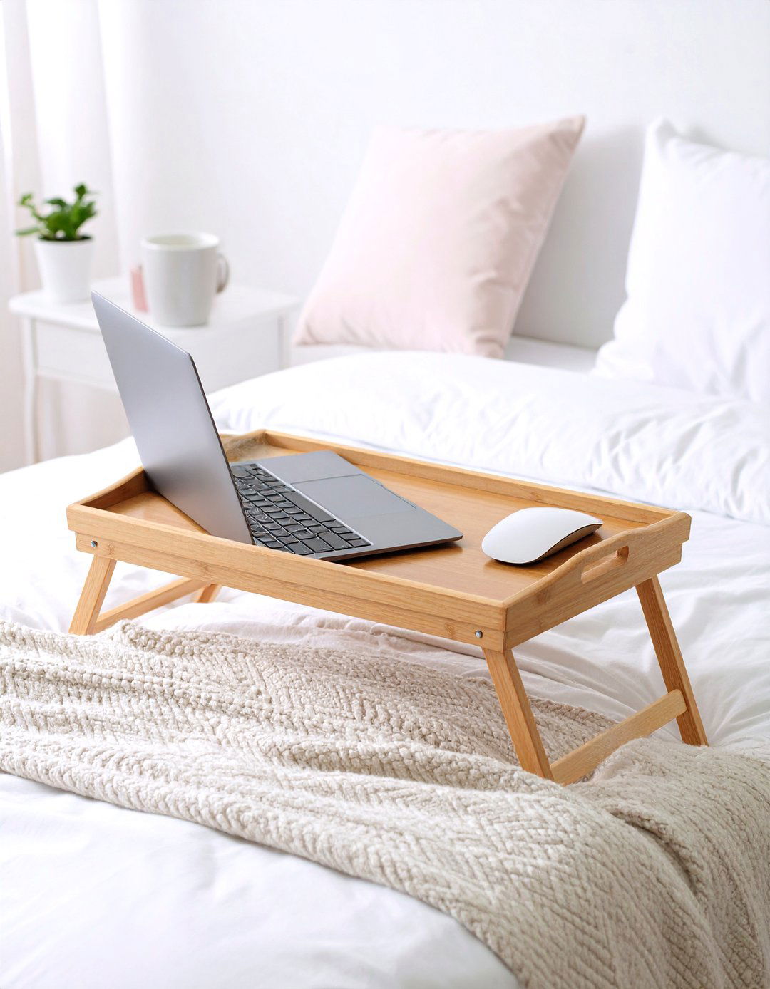 Fold Flat Bed Tray Doubles as Desk Extension - 25 minimalist dorm room ideas