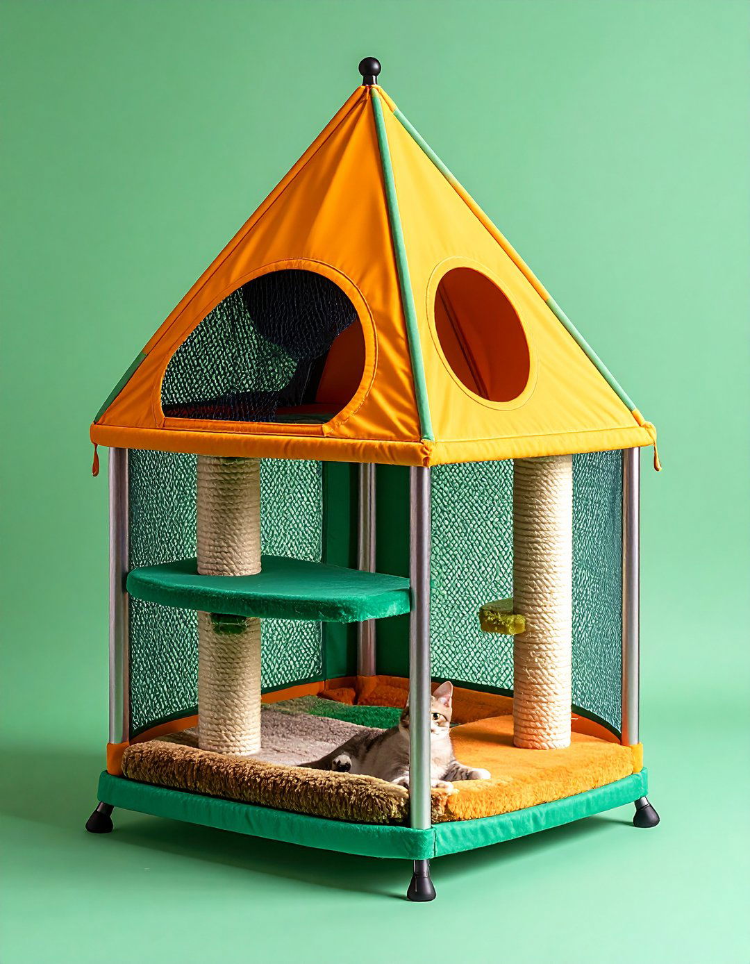 Fold Flat Mesh Portable Cat Tree Tent - 25 outdoor cat tree ideas