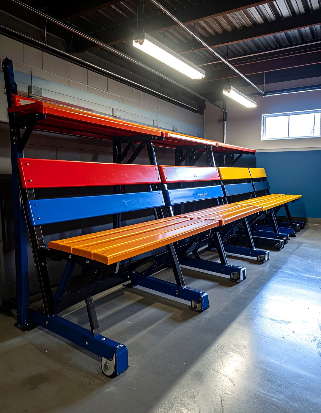 Folding Bleacher Benches - 25 man cave seating ideas