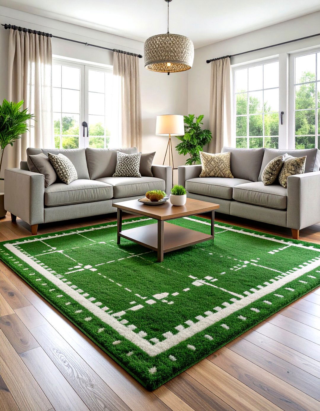 Football Field Area Rug for Instant Turf Vibes - 25 football room decor ideas