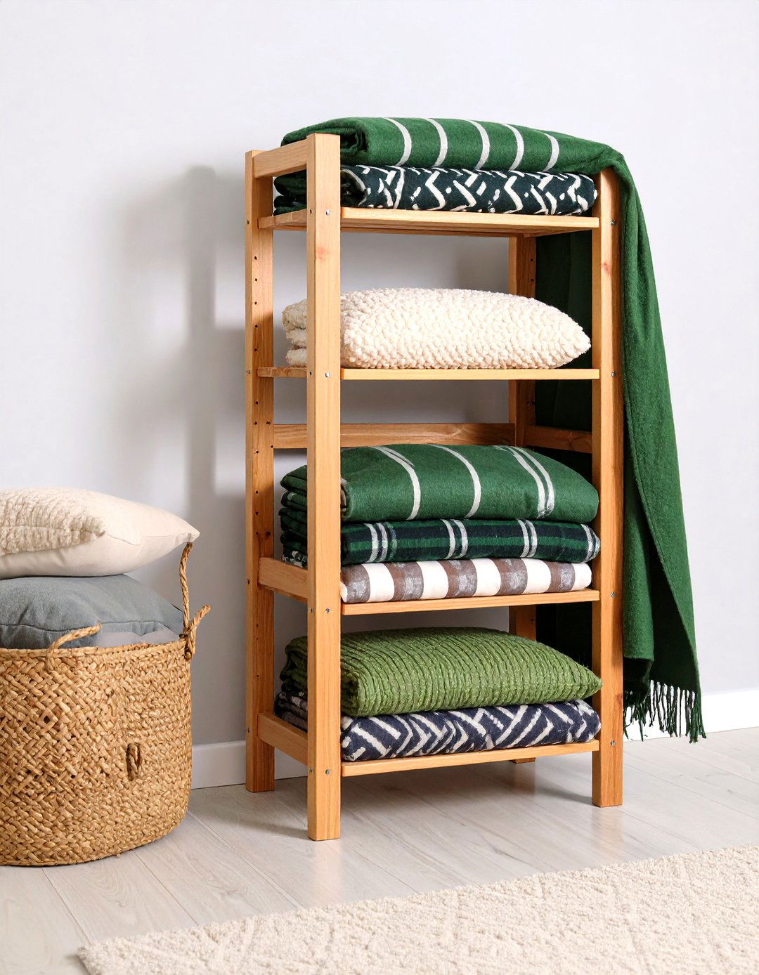 Football Field Blanket Ladder for Cozy Storage - 25 football room decor ideas