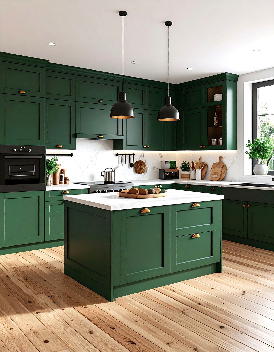 Forest Green Cabinets - 25 painting kitchen cabinet ideas