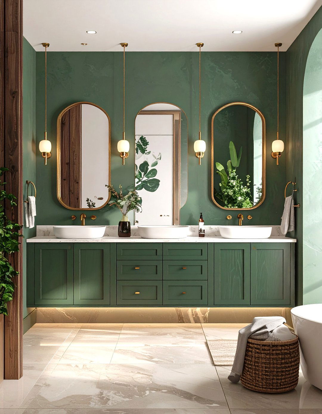 Forest Green Double Sink Vanity Bathroom Luxury - 25 bathroom with green vanity