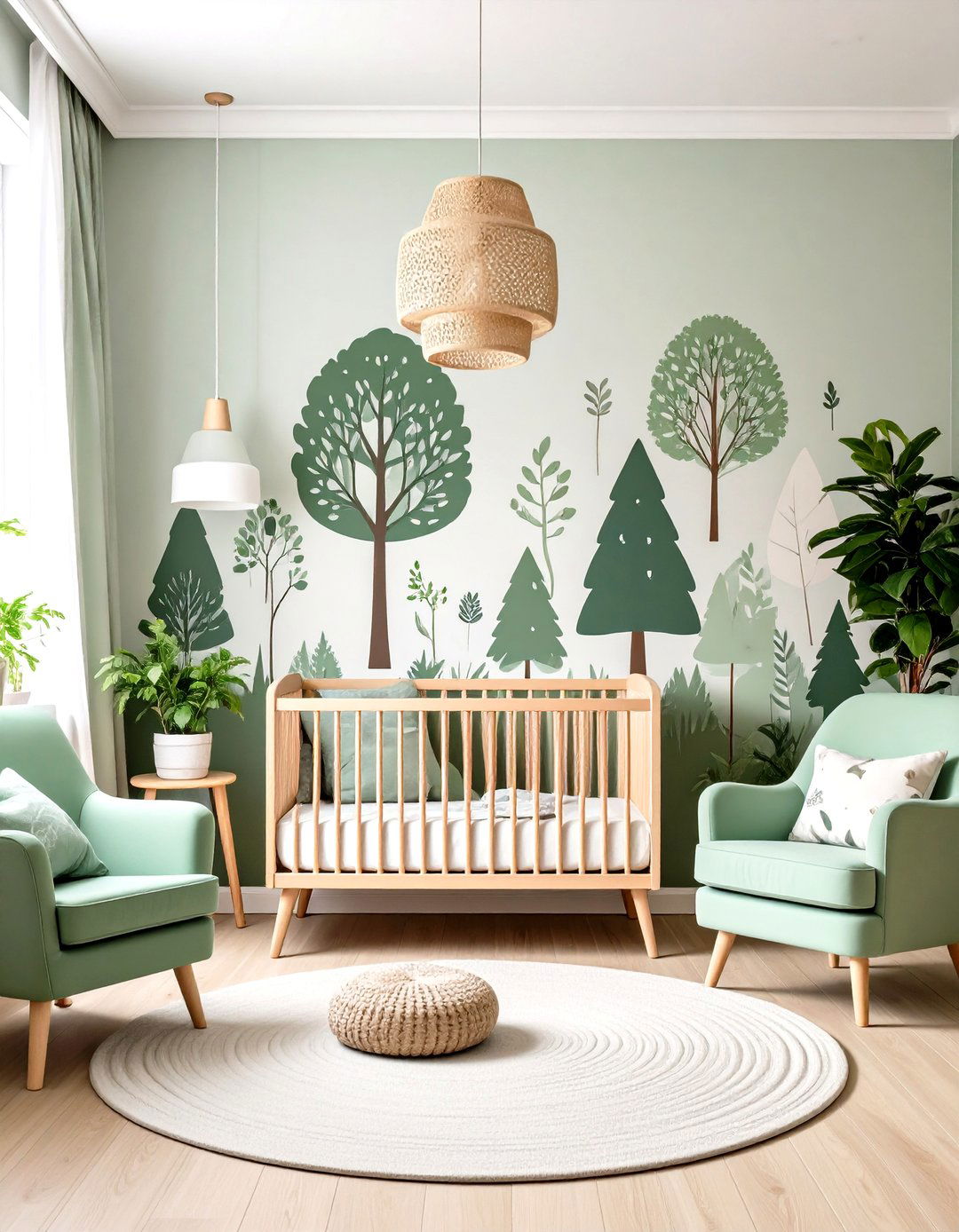 Forest Motif Wallpaper Accent Wall - 25 nursery accent wall ideas