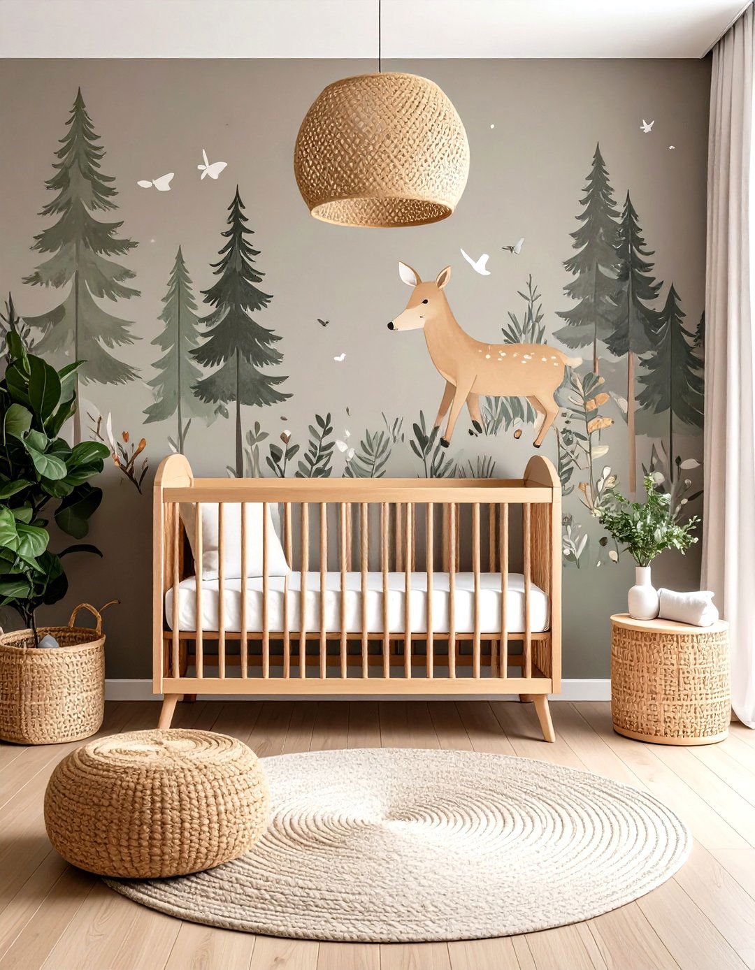 Forest Story Mural Behind the Crib - 25 dark green nursery ideas