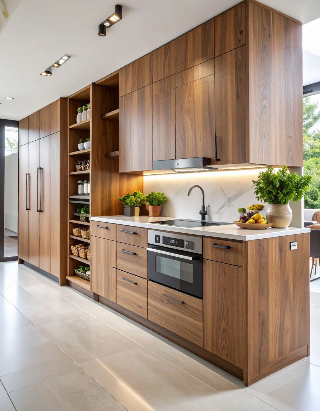 Frame the Run with a Tall Pantry Tower - 25 one wall kitchen ideas