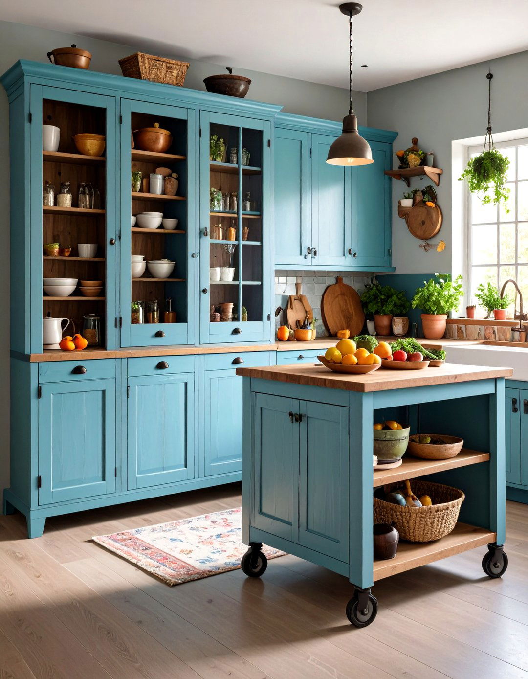 Freestanding Furniture Lends Flexibility to a Boho Kitchen - 25 boho kitchen ideas