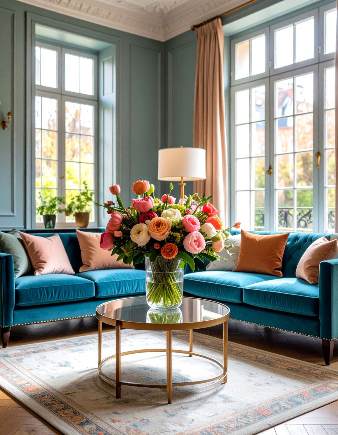 Fresh Flowers in a Classic Vase Add Everyday Romance - 25 parisian-style living room ideas