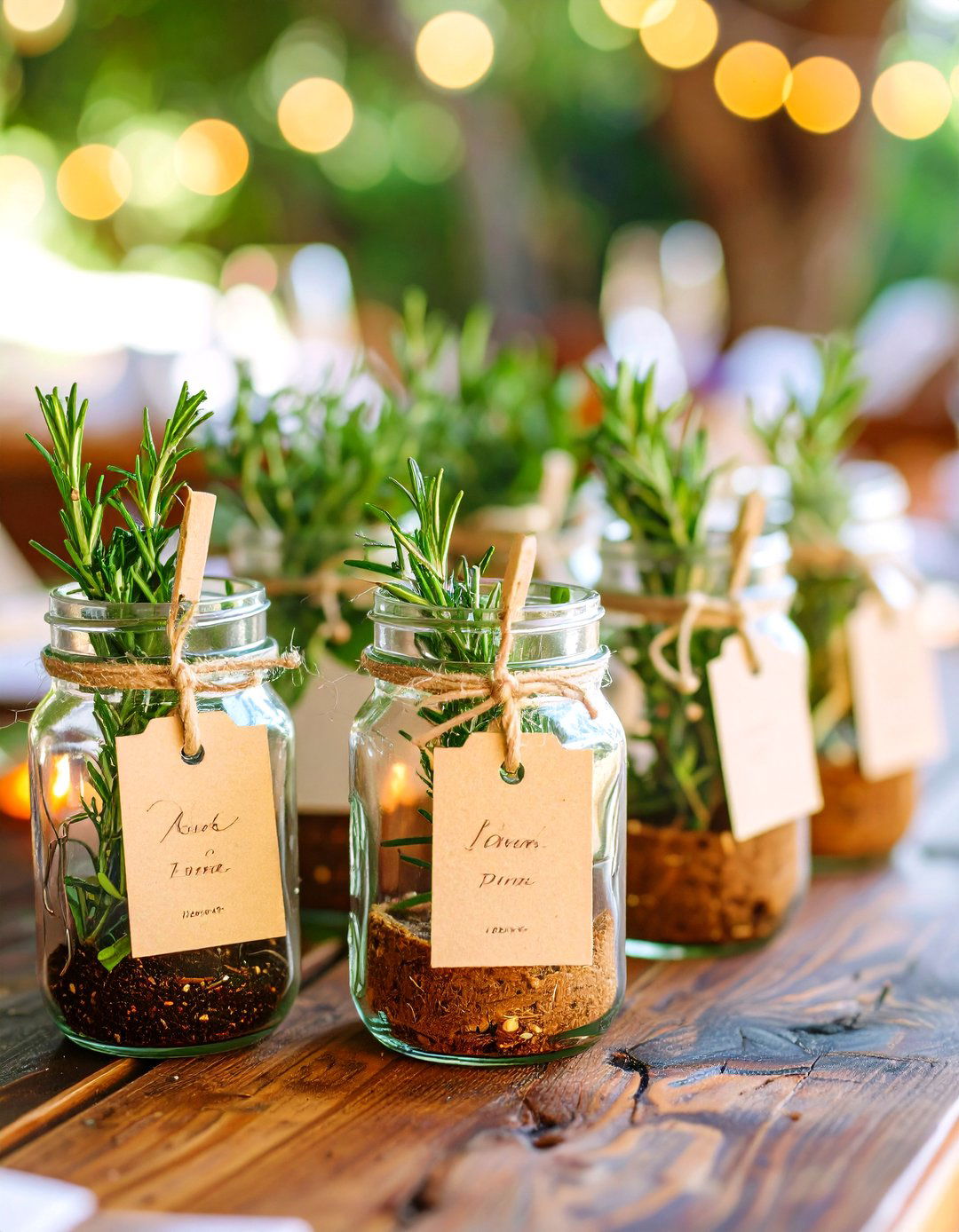 Fresh Herb Garden Favor Jar - 25 mason jar wedding centerpieces