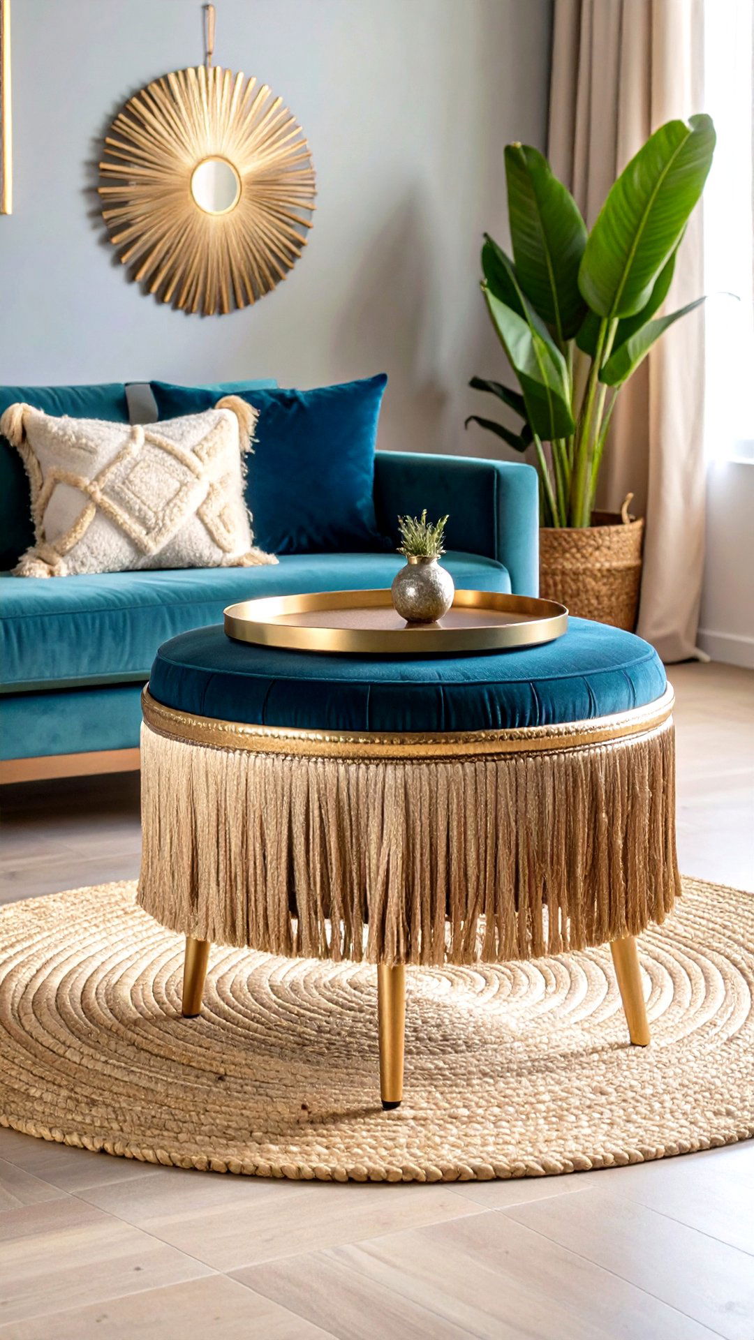Fringed Ottomans for Playful Sophistication - 25 grandmillennial style bedroom ideas