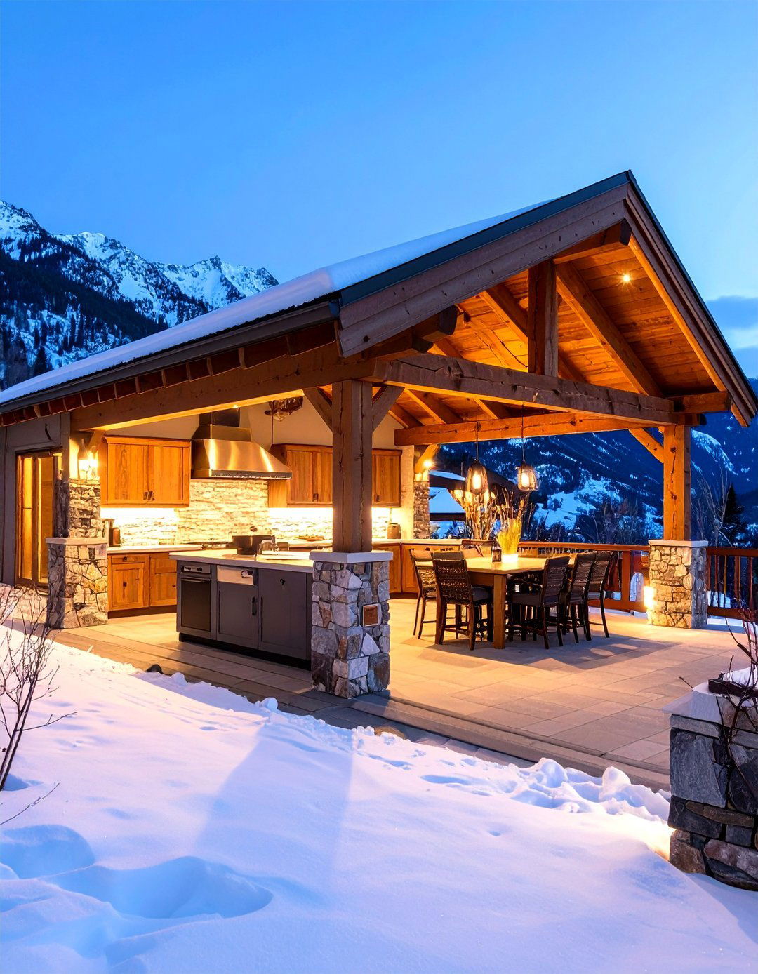 Frost Proof Mountain Lodge Style - 25 Stucco Outdoor Kitchen Ideas
