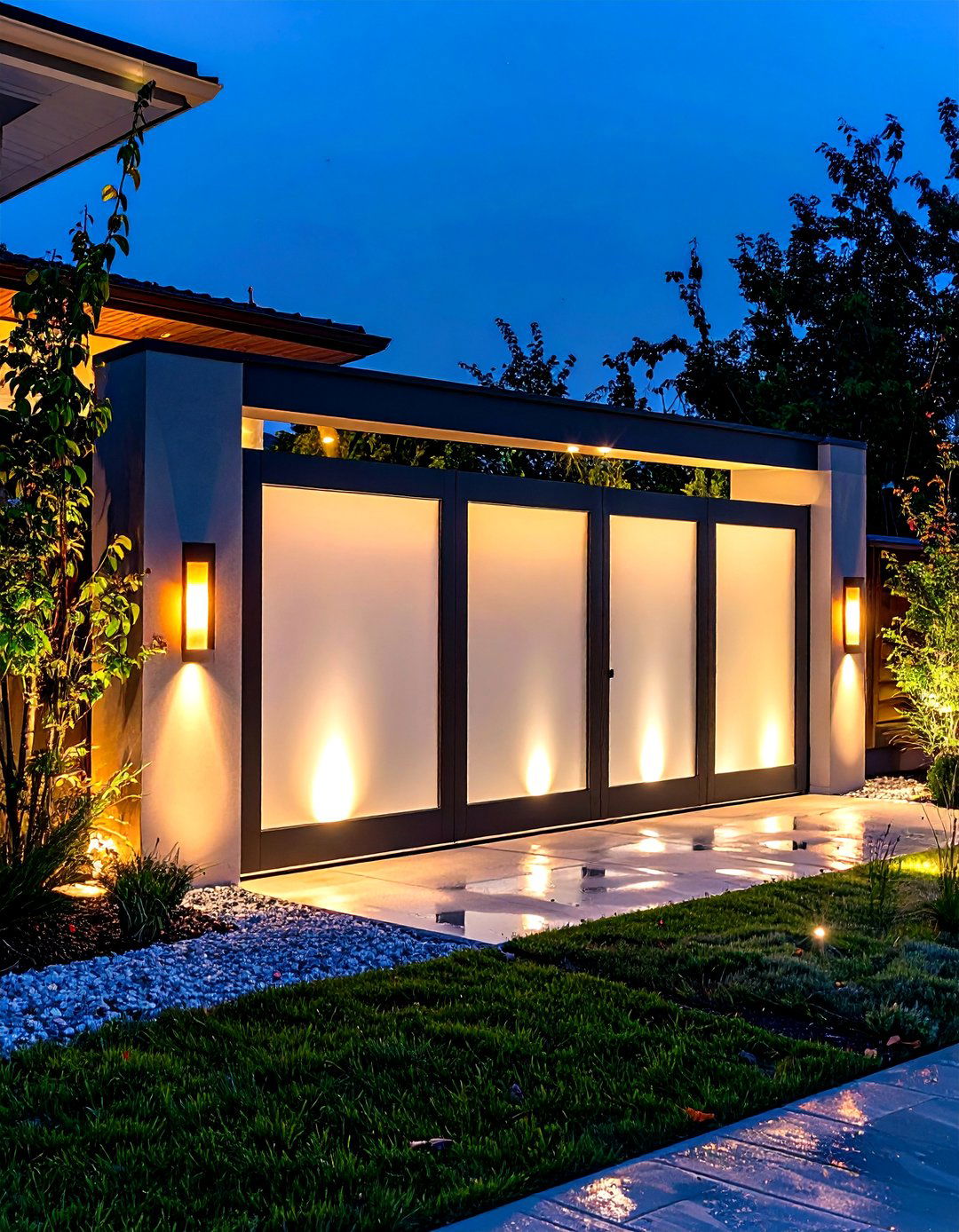 Frosted Acrylic Panel Fence Gate That Glows at Night - 25 Fence Gate Ideas