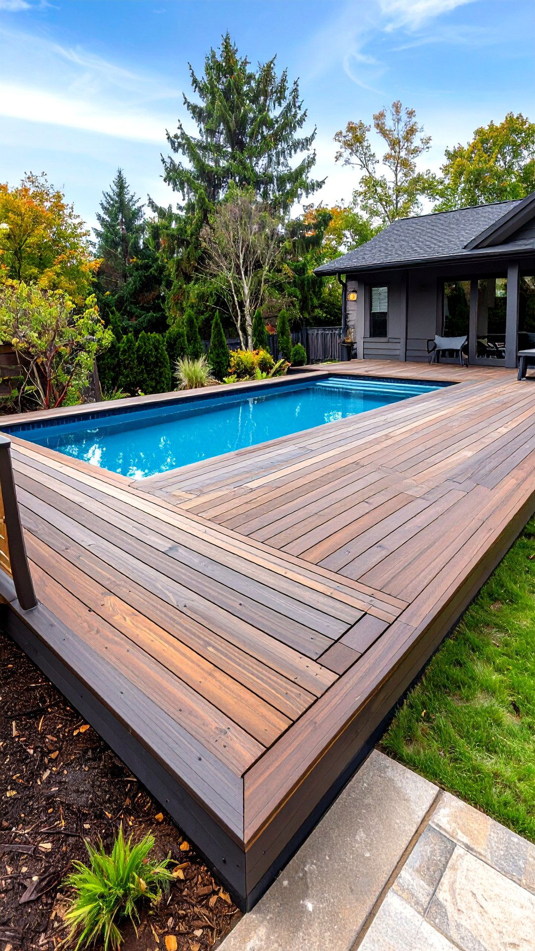 Full Perimeter Composite Deck Walkway - 25 above ground pool walkway ideas