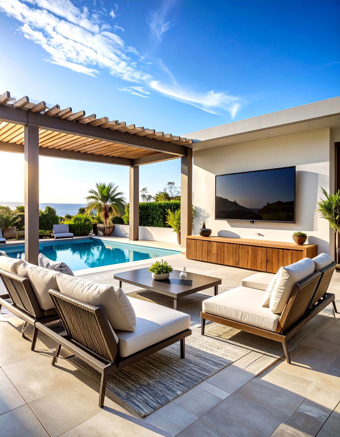 Full Sun Poolside Pole Mount for Daytime Viewing - 25 outdoor tv ideas