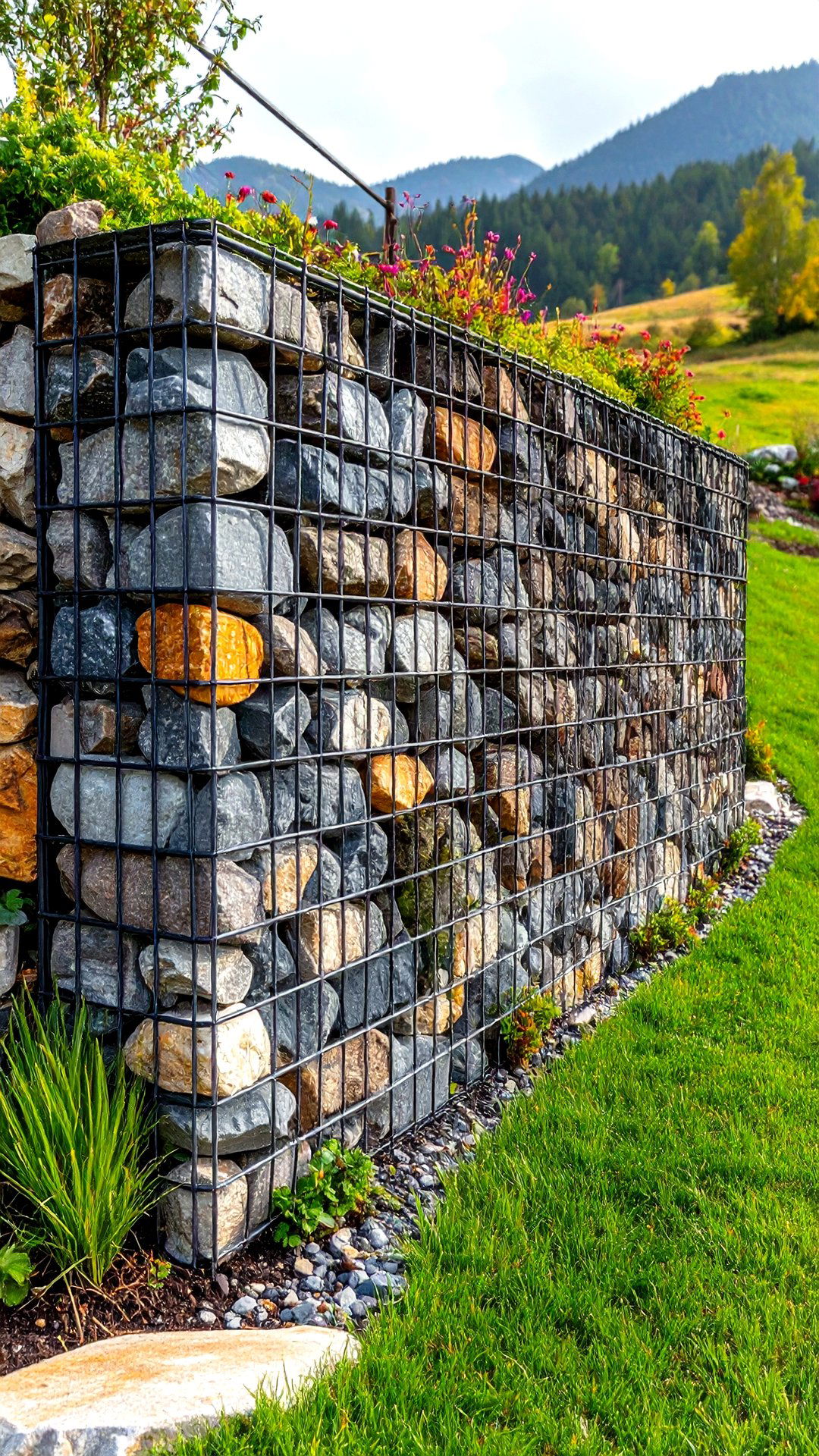 Gabion Garden Wall for Eco Friendly Texture - 25 garden wall ideas