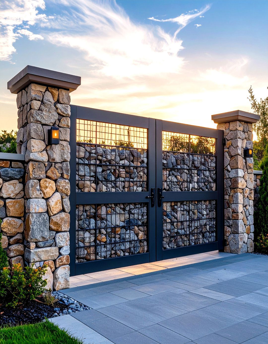 Gabion Stone Filled Frame Fence Gate - 25 Fence Gate Ideas