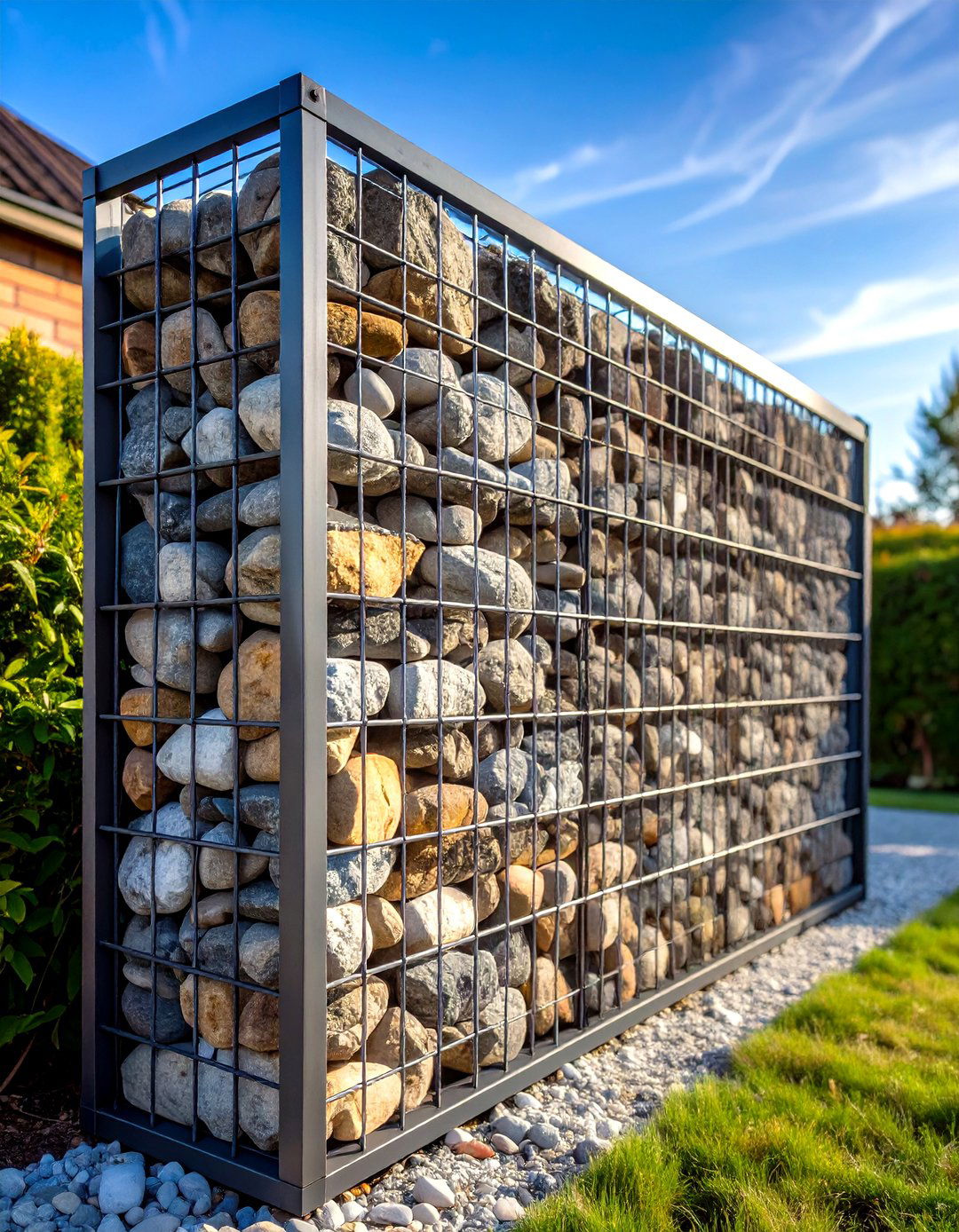 Gabion Stone Wall Privacy Screen - 25 outdoor privacy screen ideas