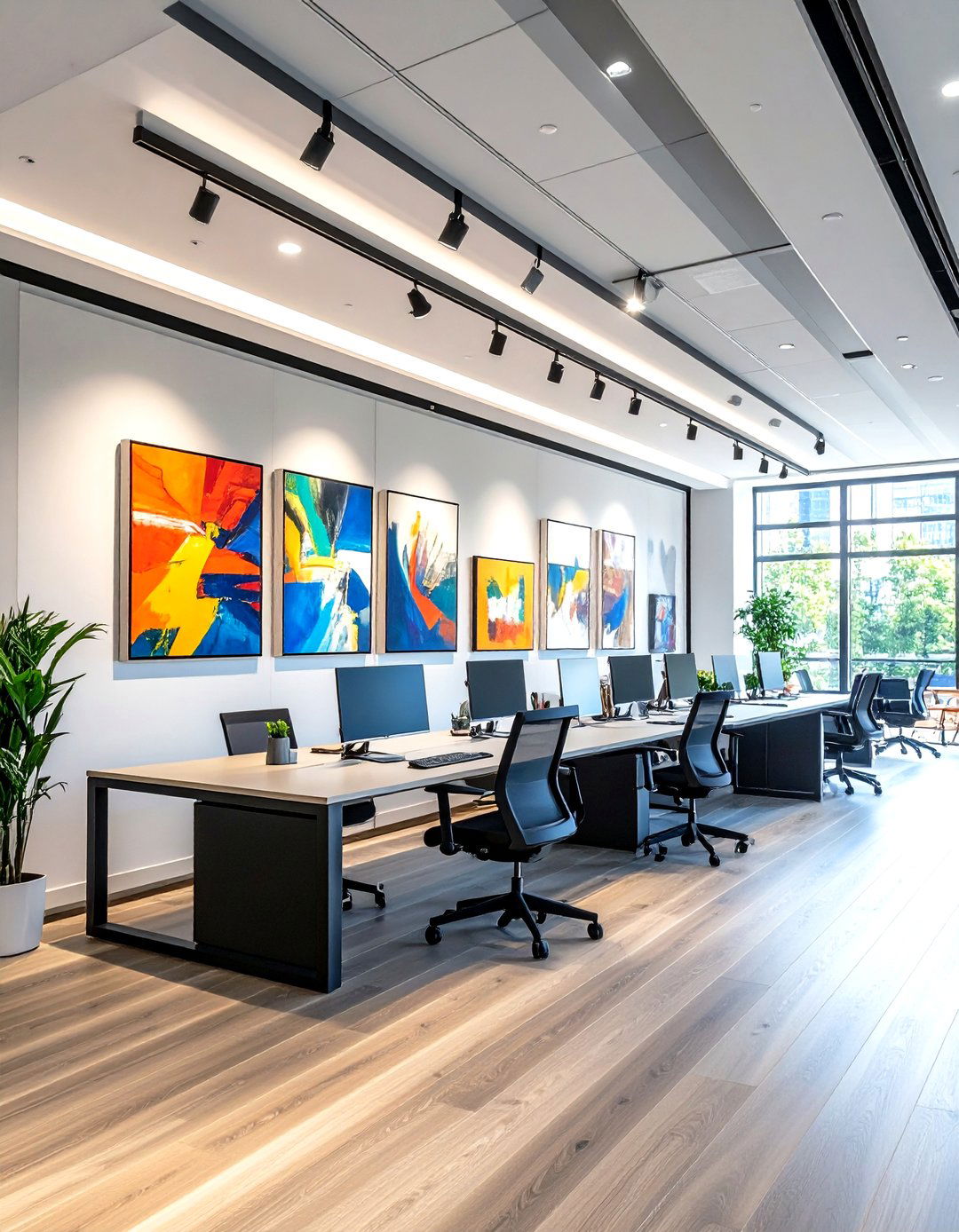 Gallery Rail Showcase - 25 office accent wall ideas