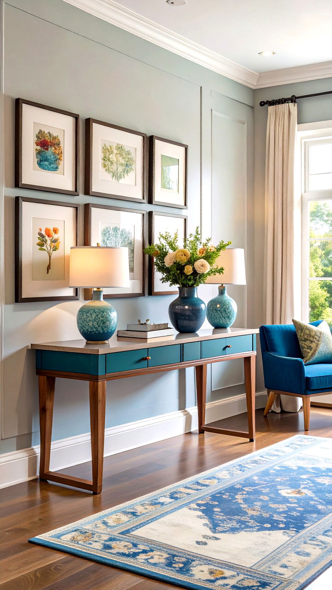 Gallery Wall Rising Above the Console Table - 25 console table decor ideas