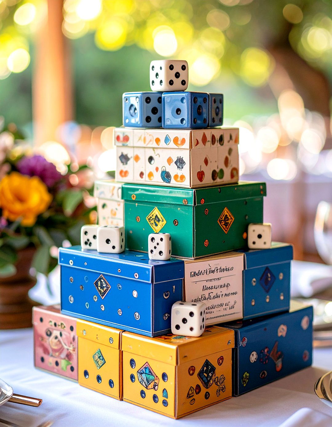 Game Night Stack Centerpiece - 25 non-floral wedding centerpiece ideas