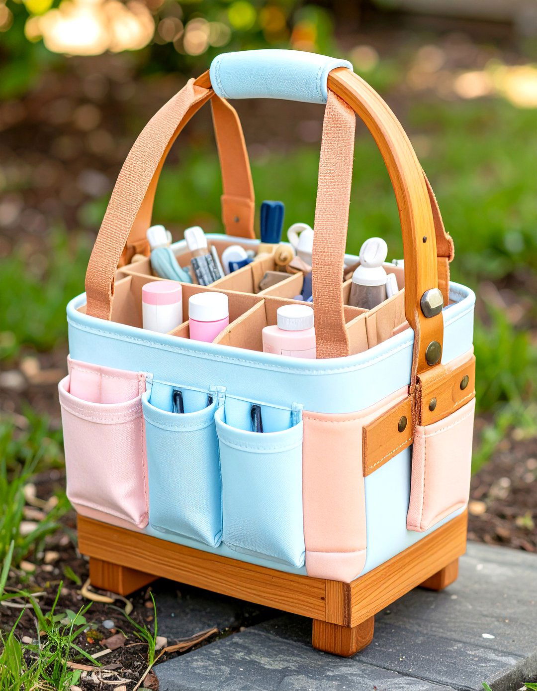 Garden Kneeler with Tool Pockets Doubles as Toddler Caddy - 25 outdoor toy storage ideas