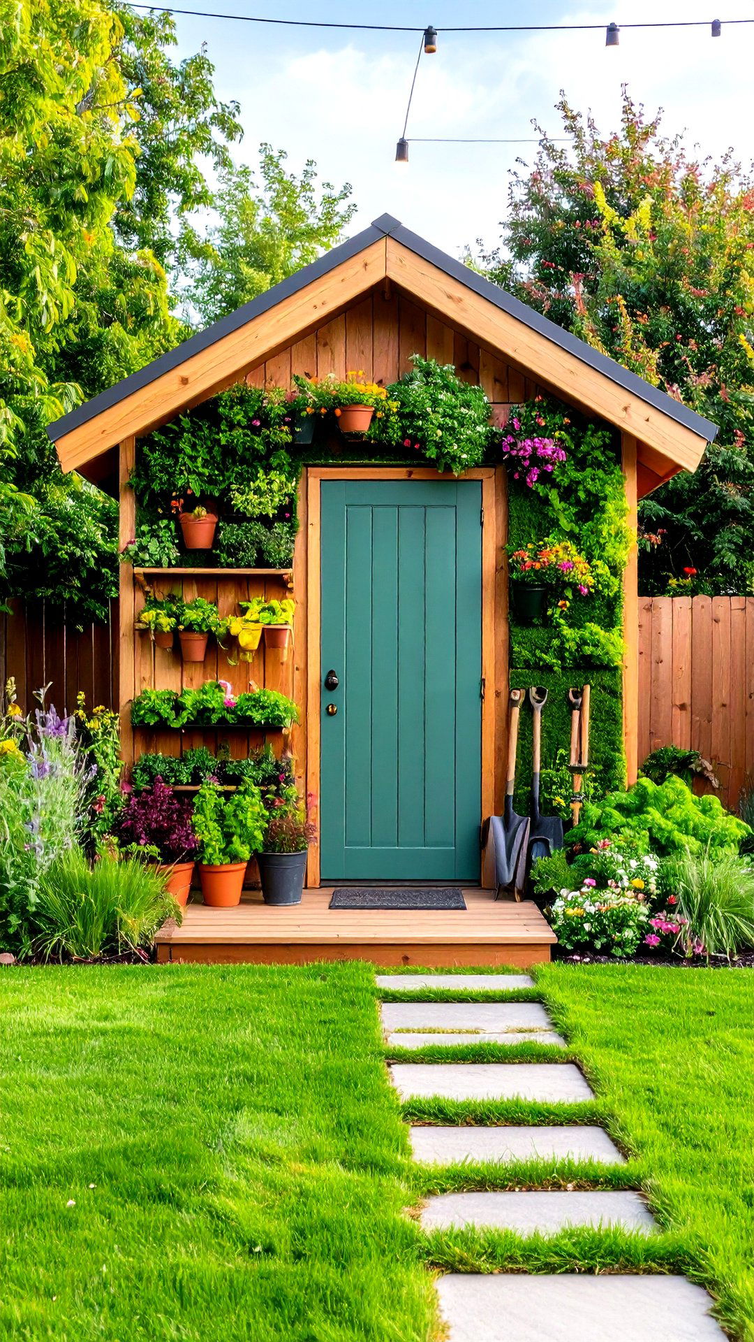 Garden Shed Grass Wall Faade - 25 artificial grass wall design ideas