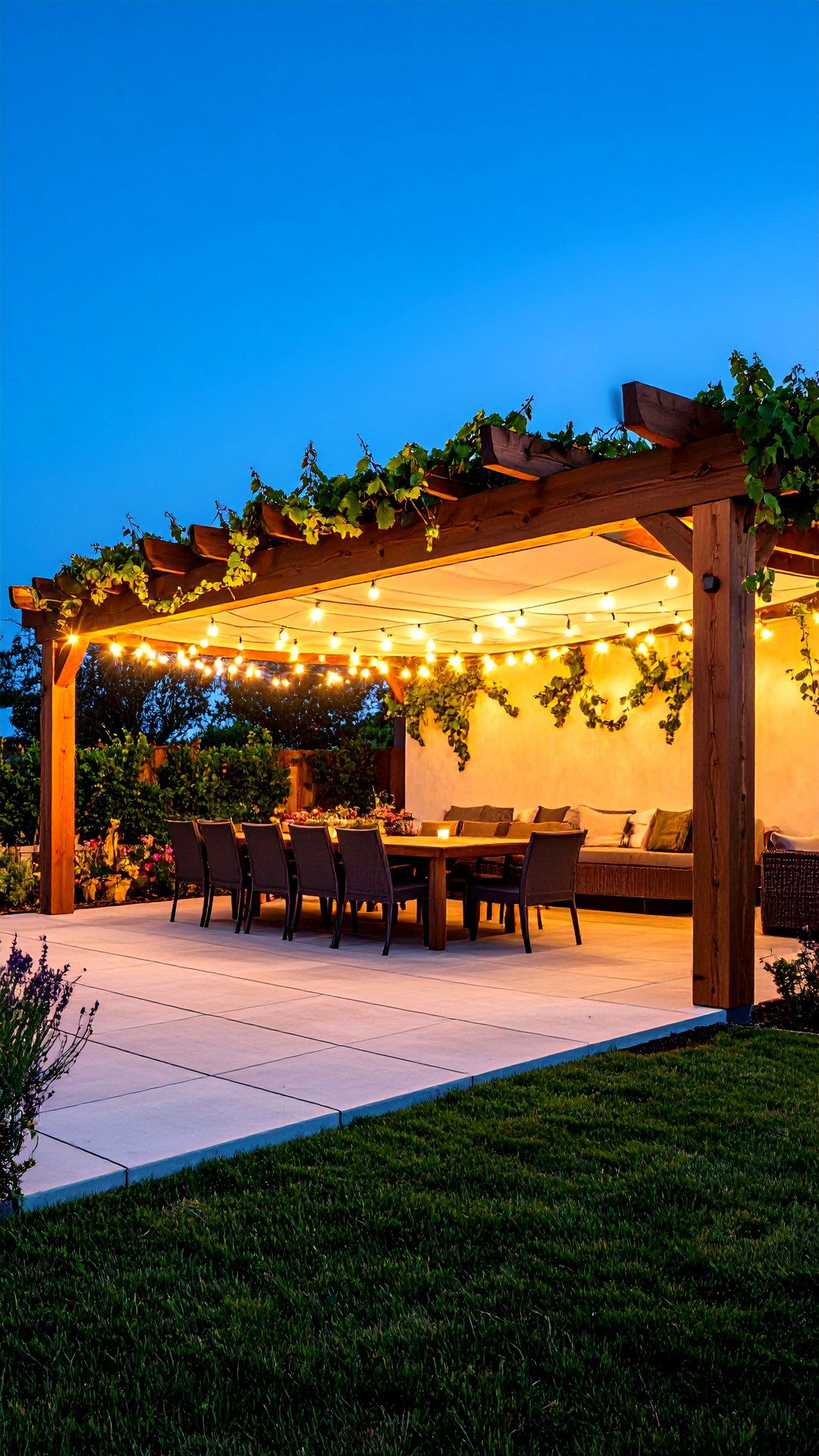 Garden Wall Pergola Combo for Shaded Dining - 25 garden wall ideas
