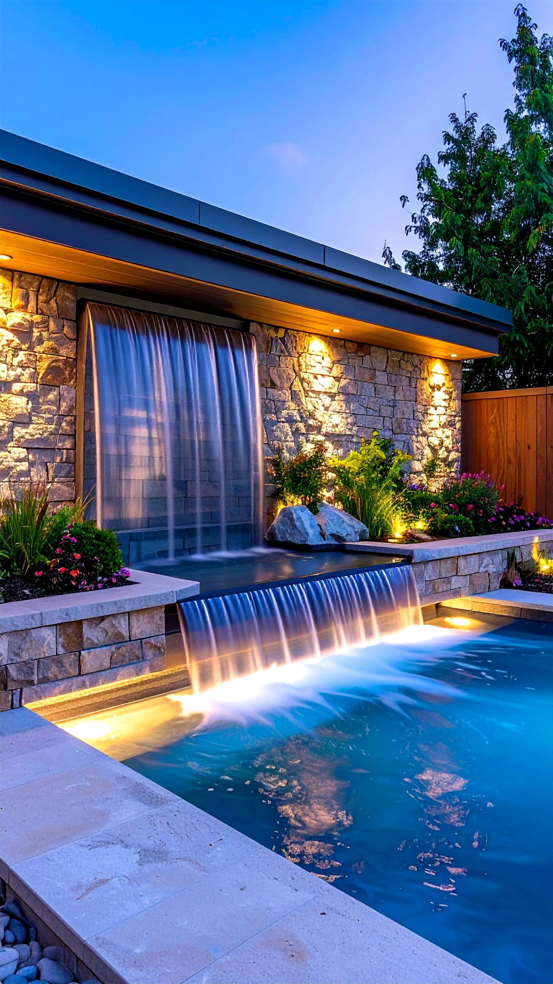 Garden Wall with Built In Water Feature - 25 garden wall ideas