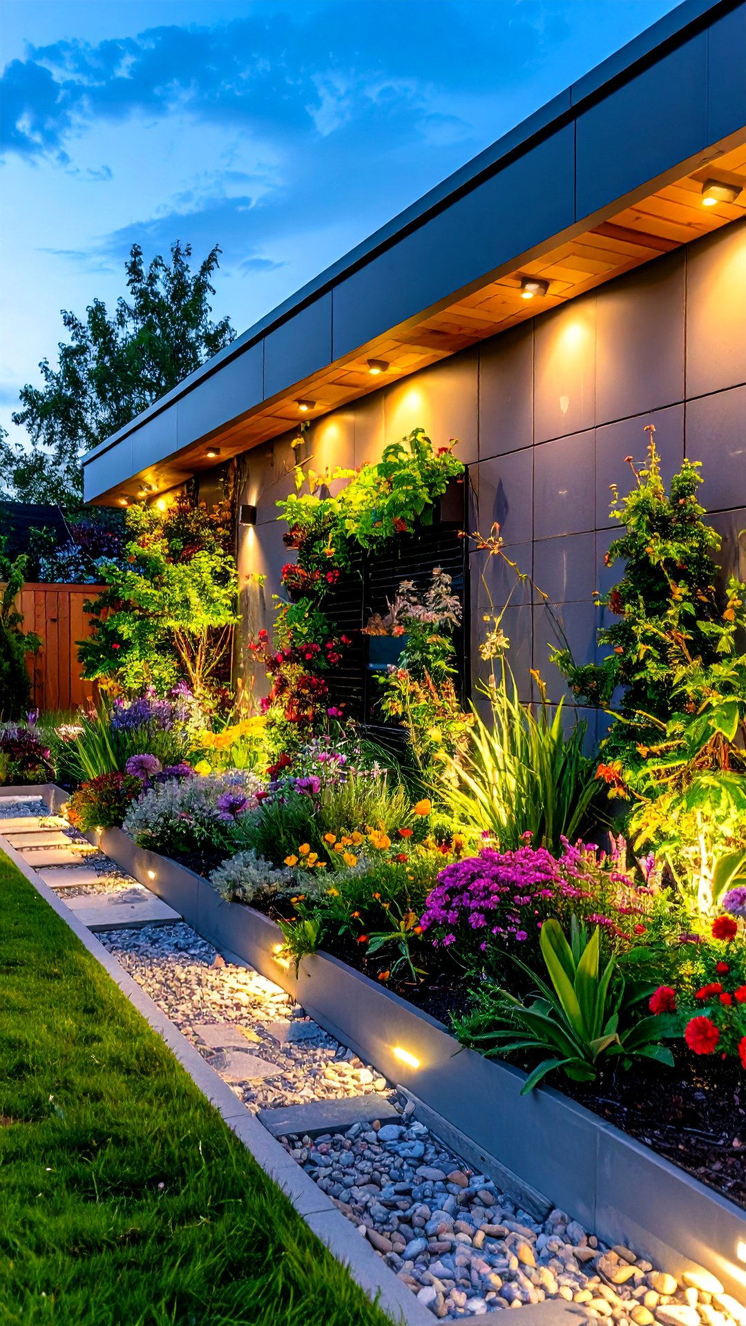 Garden Wall with Smart Irrigation and Lighting Tech - 25 garden wall ideas