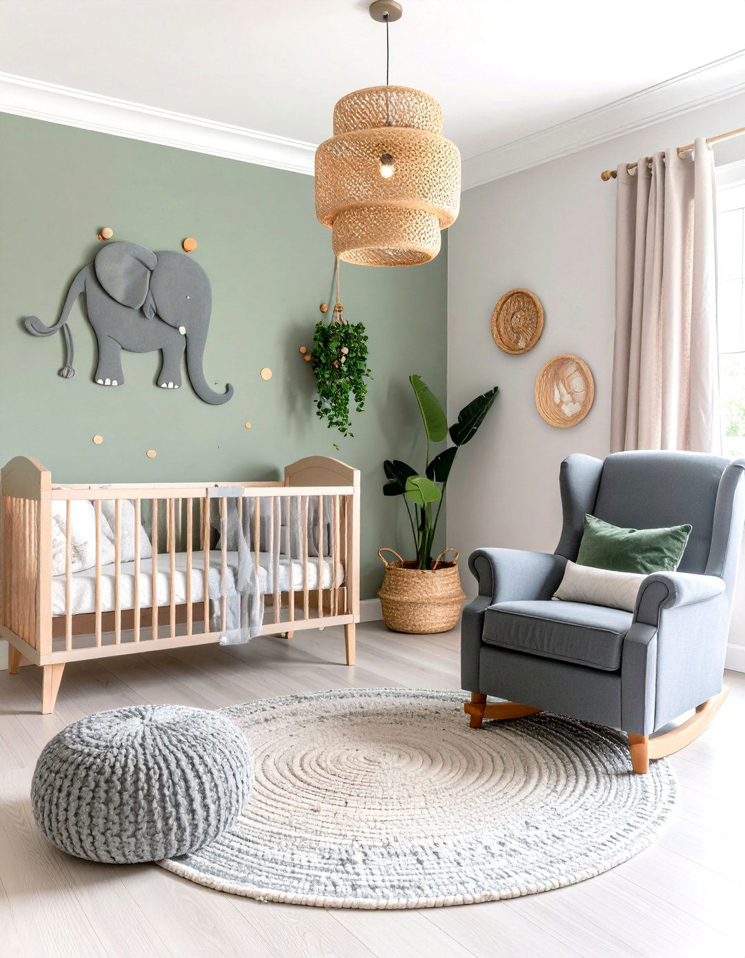 Gender Neutral Sage Green Elephant Nursery - 25 elephant nursery ideas