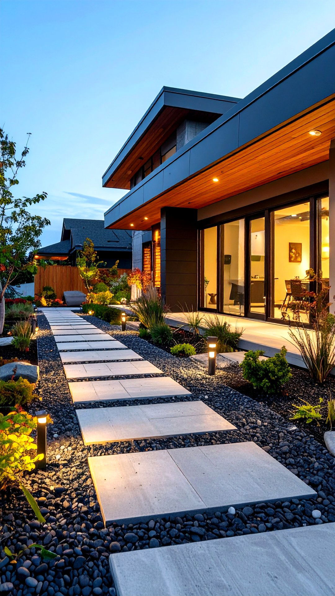 Geometric Concrete Walkway Guides a s House Exterior - 25 1980s house exterior ideas
