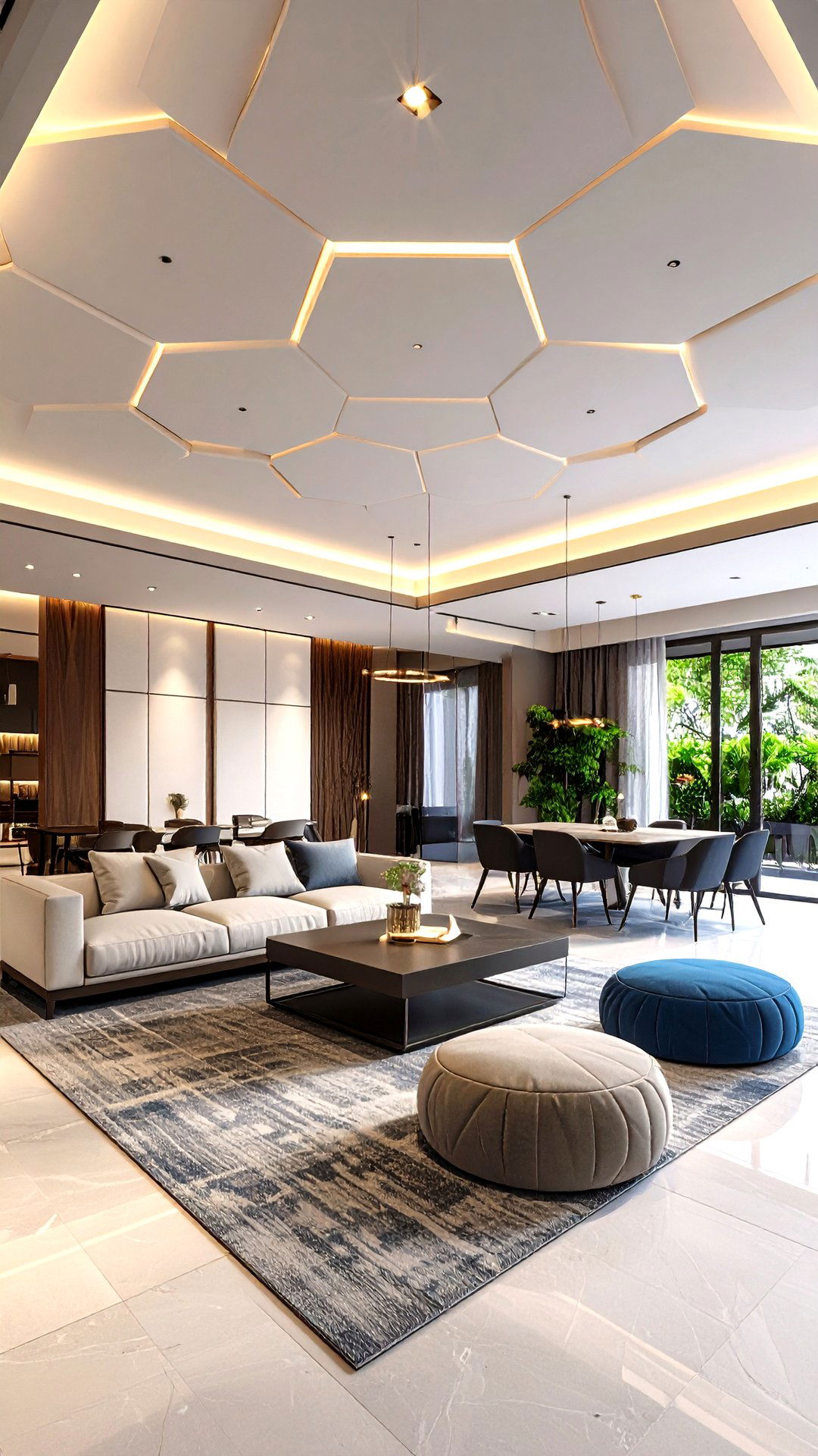 Geometric D Panel Accent Ceiling for Bold Texture - 25 accent ceiling ideas