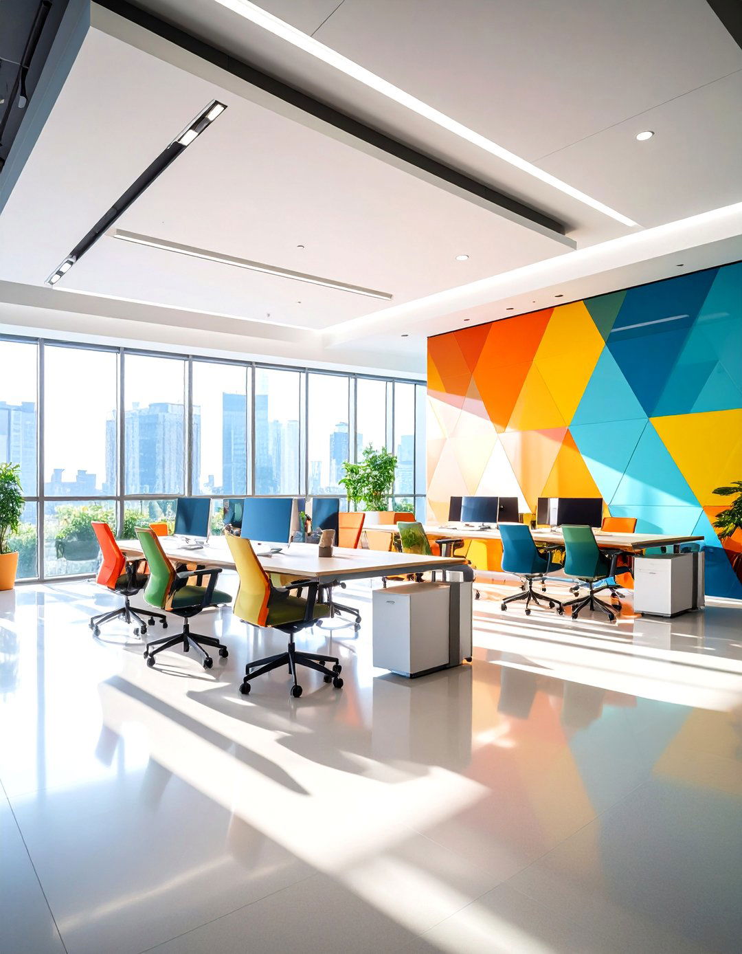 Geometric Energy Office Wallpaper for Sharp Focus