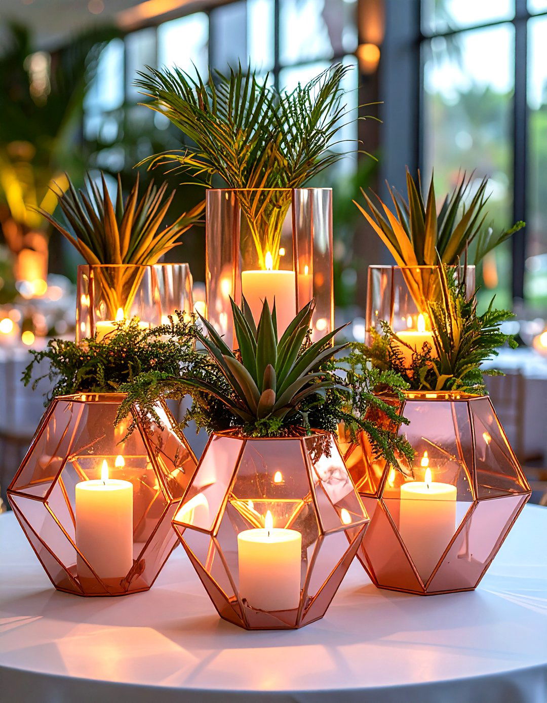 Geometric Metal Sculpture Centerpiece - 25 non-floral wedding centerpiece ideas