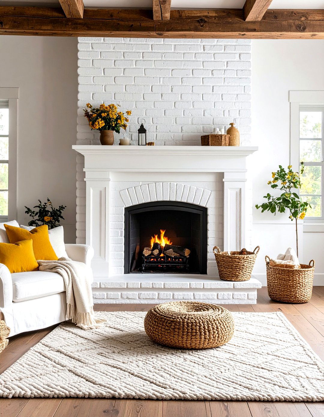 German Schmear over Painted Brick - 25 painted brick fireplace ideas